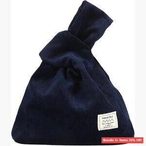 Corduroy Wristlet Bag Mini Tote Knot Shoulder Strap Portable Pouch